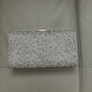 Silver Clutch with Rhinestone Accents